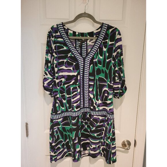 BCBGMAXAZRIA Purple Green Knit Mini Dress L - Picture 2 of 5